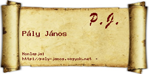 Pály János névjegykártya