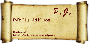 Pály János névjegykártya